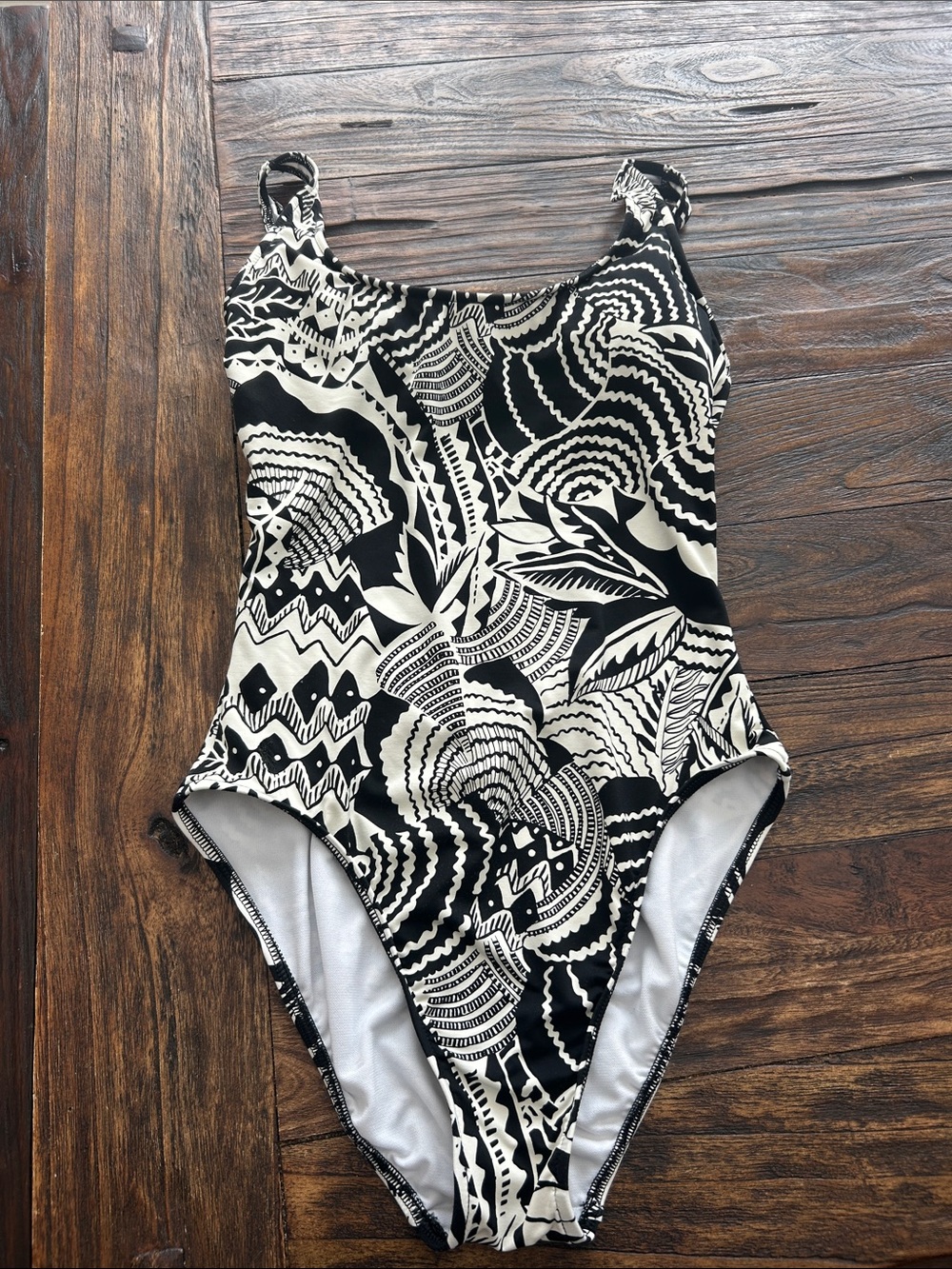 Polo by Ralph Lauren Black & White Printed One-Piece Swimsuit